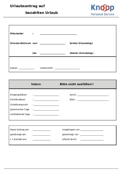 Download Urlaubsantrag für Knoop Mitarbeiter 
