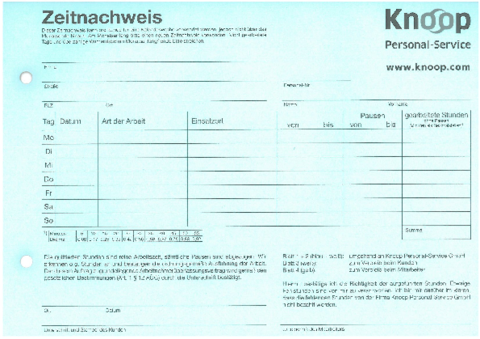 Download für Knoop Mitarbeiter Zeitnachweis
